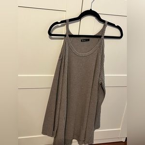 Taupe Shoulder Cut-Out Sweater, Lightweight